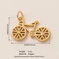 Exquisite 18K gold-plated copper bicycle pendant charm with precise measurement details - Bicycle Charm