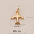 SKU variant: 18K gold-plated copper airplane pendant with zircon and dimensions - Airplane Pendant