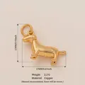 Pendentif chien teckel en cuivre plaqué or 18 carats avec dimensions et poids - Pendentif Teckel