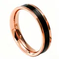 Elegant 18k rose gold plated titanium steel ring with a minimalist black enamel inlay design - US 5 / Black