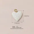 White textured heart pendant in stainless steel with dimensions and weight info - No.7 Large Heart