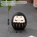Figurine de poupée Daruma noire en céramique pour la chance et la bénédiction, 4,5 cm - Noir