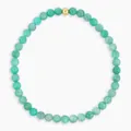 Close-up of bohemian green natural stone beaded bracelet with a single gold bead accent - Amazonite Colored Beaded Style (Bracelet 16)