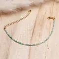 Detailed view of bohemian natural stone beaded bracelet with golden adjustable chain - Light Blue Faceted Cut Style (Bracelet 28)