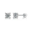 Pendientes de plata de ley S925 con gema redonda brillante y cierre de rosca seguro - Pendientes de moissanita en plata de ley S925 - 0,4 ct / Plata 925
