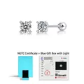Pendientes de plata de ley 925 con diamante de laboratorio y caja con LED - Pendientes de diamantes de laboratorio (1ct) + certificado NGTC + caja de regalo / Plata 925
