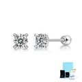 Pendientes de tuerca de moissanita en plata de ley S925 con cierre de rosca de bola seguro - Pendientes de moissanita en plata de ley S925 - 0,4 ct con certificado GRA y caja de regalo / Plata 925