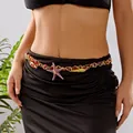 Eleganter böhmischer Sommer-Strand-Taillenkette mit Seestern- und Muschelanhängern - Bunter Emaille Seestern Muschel Stil (14)