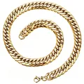 Detailed macro shot of a gold-plated stainless steel hip hop curb chain link - 80cm Length / 8mm Wide / Gold