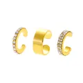 Detaillierte Ansicht von drei vergoldeten Ear Cuffs mit Zirkonia-Besatz und glattem Design - Gold (KC Gold)