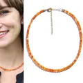 Collier en perles de pierre naturelle orange fait main avec fermoir doré réglable. - 38+5cm / Rouge Orangé
