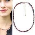 Collier de perles en pierre naturelle minimaliste rose et gris avec chaînette de réglage - 38+5cm / Noir Violet