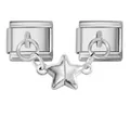 Maillon de bracelet italien en acier inoxydable avec pendentif étoile magnétique - Pendentif Module Magnétique Étoile Argentée (1 Paire) / Argent
