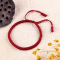 Handgefertigtes rotes geflochtenes Vajra-Knoten-Armband mit verstellbarem Verschluss - Spiral Rotes Seil Einzelstück Stil (B3285款-单条) / Rot