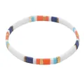 Bracelet de perles Tila bohème fait main avec des carreaux d'émail colorés et or - Blanc/Bleu Marine/Orange/Bleu Clair/Or