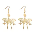 Pendientes colgantes de mariposa hueca de oro vintage con estrellas - Pendientes de mariposa calados bohemios