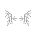 Detailed view of silver branch coral inspired fashion earrings on white background - Silver Earrings (E14777)