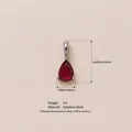 Red teardrop birthstone pendant in stainless steel with dimension and weight info - January Birthstone Pendant Only (Without Chain) / Steel