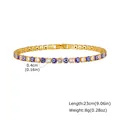 Detailed view of a gold-plated evil eye tennis bracelet with dimension annotations - 23cm (Anklet) / Gold