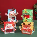 Assorted cartoon Christmas gift boxes with gold handles for festive apples and candies - S-86 Rope Handle Window Style
