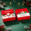 Festive red Christmas candy gift boxes featuring Santa and reindeer illustrations - S-89 Lid and Base Style