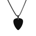 Minimalist black matte stainless steel guitar pick pendant necklace with durable box chain - Black