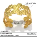 Modischer 18 Karat vergoldeter Edelstahl-Schmetterlingsarmreif mit offenem Design - Hohler Schmetterlingsstil (SS-YS137-2) / Gold