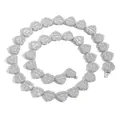 Collana a catena con maglie a cuore da 10mm in argento con micro-set di pietre zirconi - Stile 1 (Stile Cuore Baguette) / Collana da 20 Pollici (Circa 51cm) / Argento