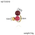Anello aperto geometrico unico con sfere in smalto colorato e lussuosa finitura dorata - Perle Rosso Scuro Rosso Rosa e Oro (HJ1731D10)