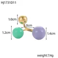 Anello geometrico smaltato colorato con peso di 7,4 g e dettagli sulle dimensioni - Perle Viola Verde Chiaro e Oro (HJ1731D11)