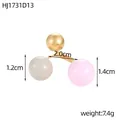 Elegante anello in oro con sfere geometriche grigie e rosa, misura di 2,0 cm. - Perle Rosa Grigie e Oro (HJ1731D13)