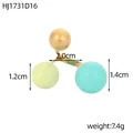 Anello geometrico moderno con tre sfere colorate nei colori oro, menta e turchese - Perle Blu Chiaro Verde Chiaro e Oro (HJ1731D16)