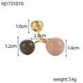Anello geometrico elegante con sfere colorate e dettagli su dimensioni e peso - Perle Grigie Marroni e Oro (HJ1731D18)