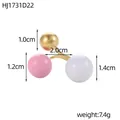 Anello a sfera geometrico colorato alla moda con dettagli su dimensioni e peso - Perle Rosa Tenue Bianche e Oro (HJ1731D22)