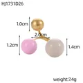 Elegante anello geometrico sferico multicolore con dettagli di palline colorate - Perle Rosa Grigie e Oro (HJ1731D26)