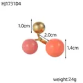 Anello sferico geometrico alla moda con design smaltato rosa e arancione - Perle Oro Rosa Chiaro e Arancione (HJ1731D4)