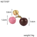 Elegante anello geometrico con sfere colorate e accenti dorati, visualizzazione SKU. - Perle Oro Rosa e Rosso Marrone (HJ1731D7)