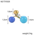 Anello geometrico elegante con sfere colorate in smalto e finitura metallica dorata - Perle Oro Blu Scuro e Blu Chiaro (HJ1731D28)