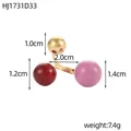 Anello geometrico colorato con tre sfere multicolori e misurazioni della dimensione esatte - Perle Oro Rosso Scuro e Rosa (HJ1731D33)