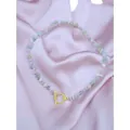 Détail du collier de pierres colorées faites à la main avec fermoir à bascule doré - Style à Bascule / 38+5cm / Blanc Bleu Vert