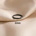 Minimalist 2mm matte black titanium steel plain band ring for elegant jewelry style - US 4 / 2mm Brushed Black