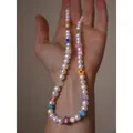 Collier fait main en perles de verre millefiori colorées pour un look estival frais - Fleurs Colorées en Perles / 38+5cm