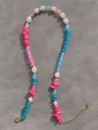 Collier de perles colorées fait main de style dopamine pour l'été et la plage - Perles Rondes Iridescentes / 38+5cm