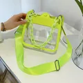 Stylish neon green transparent PVC square bag with acrylic chain handle and strap - Yellow