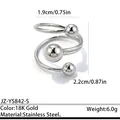 Bague ouverte géométrique en acier inoxydable poli avec trois perles sphériques - Argent (JZ-YS842-S)