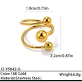 Bague spirale ouverte en acier inoxydable plaqué or 18 carats avec billes polies - Or (JZ-YS842-G)
