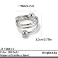 Bague ouverte spirale en acier inoxydable argenté avec dimensions et poids 4,8g - Argent (JZ-YS843-S)