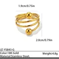 Bague spirale en acier inoxydable avec finition or 18 carats et double bille - Or (JZ-YS843-G)
