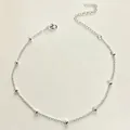 Elegante minimalistische Silberperlenkette für Damen mit verstellbarer Verlängerungskette - Silber