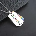 Detailed close-up of a premium stainless steel dog tag pendant featuring vibrant rainbow accents. - PRIDE Letter Style with Pearl Chain